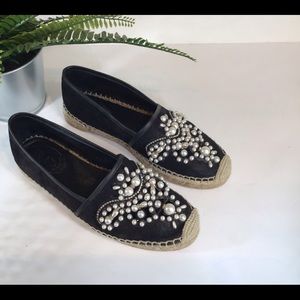 RENE CAOVILLA  BEADED LEATHER ESPADRILLE SZ EUR 37 US 6.5